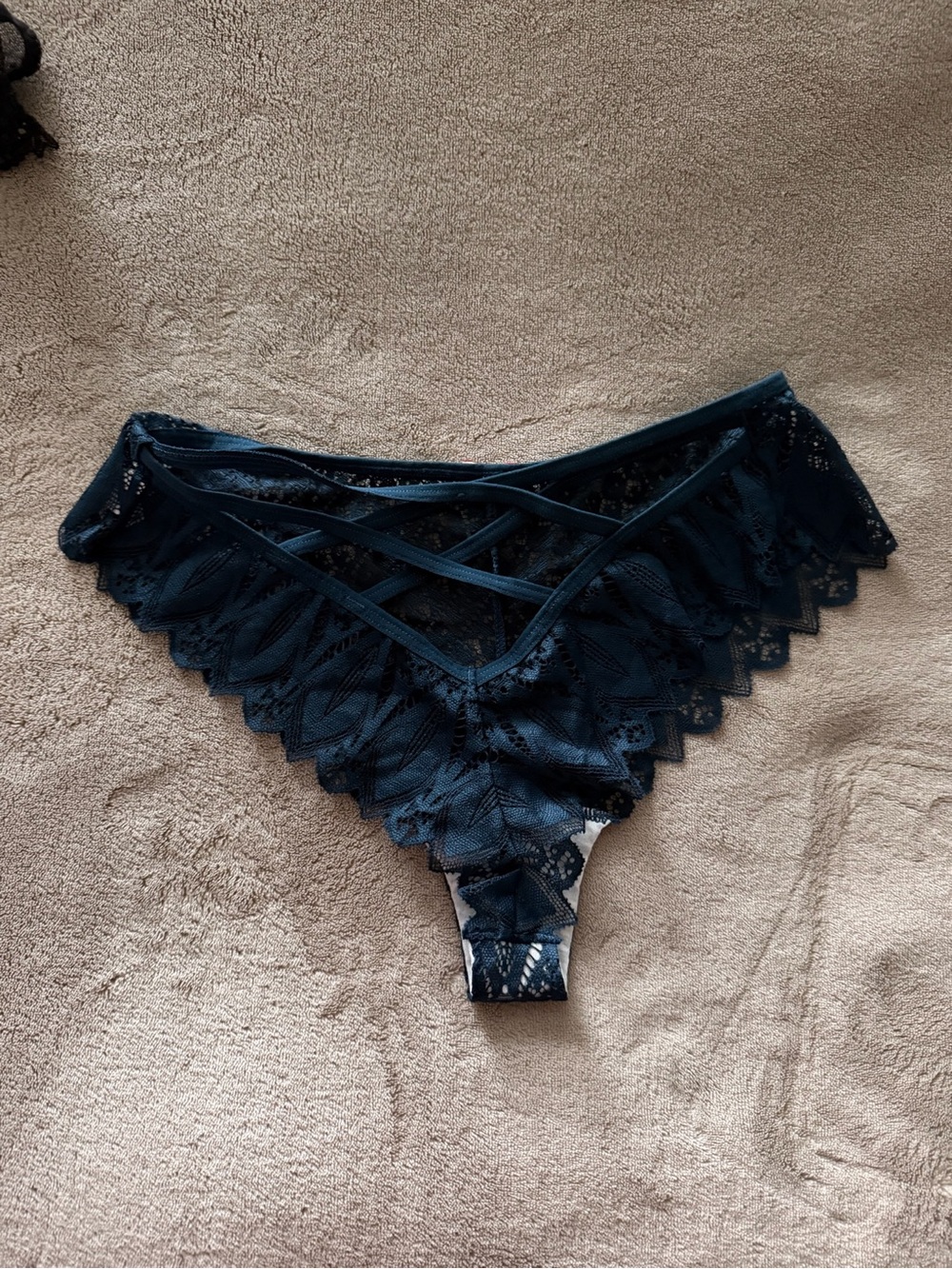 PINK Victoria's Secret Navy Lace Crisscross Bikini Panty